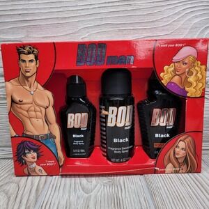 BOD man‎ Black Fragrance Body Spray Deodorant Set 3 Piece Gift Set for Men